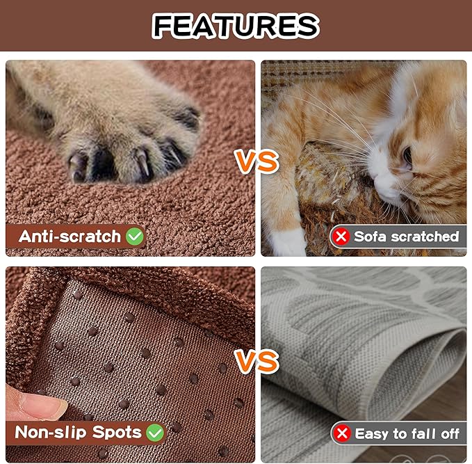 MEETSKY Couch Cover Washable for 2 Cushion Sofa, Cat Scratch Proof Furniture Protector Love Seat L Shape Couch Covers Soft Sectional Sofa Cover for Dogs Pets, 71" x 118", Chocolate