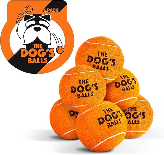 The Little Dog’s Balls Dog Tennis Balls for Small Dogs & Puppies, Orange, 6-Pack - Non-Abrasive Felt Fetch Balls, Tough Rubber Core, Float in Water