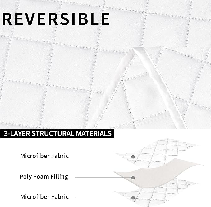 Easy-Going Recliner Sofa Cover, Reversible Couch Cover for 3 Seat Recliner, Split Sofa Cover for Each Seat, Furniture Protector with Elastic Straps for Kids, Dogs, Pets(3 Seater, White/White)