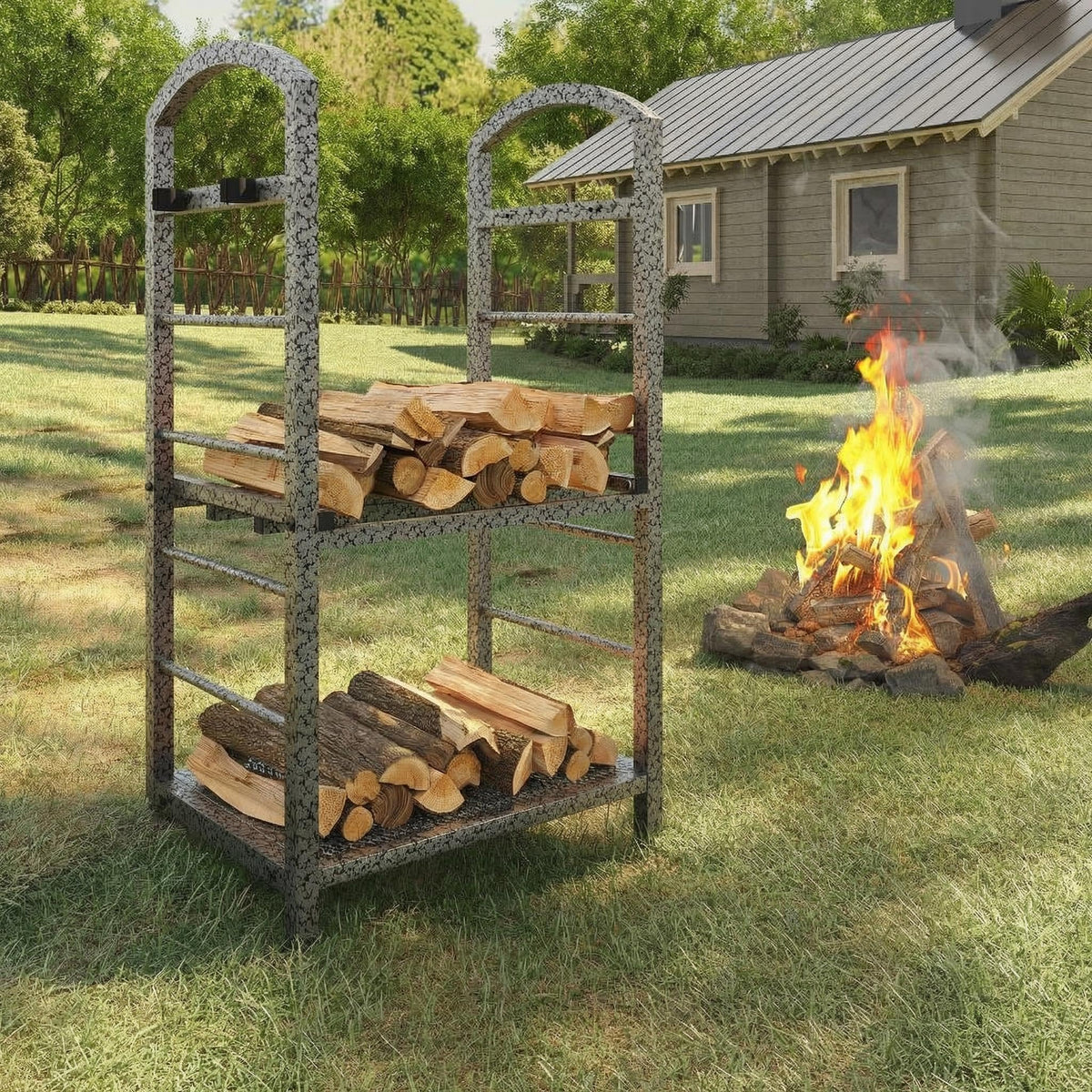 Takywep 30 Inch Indoor & Outdoor Firewood Rack, Heavy Duty - Image 1