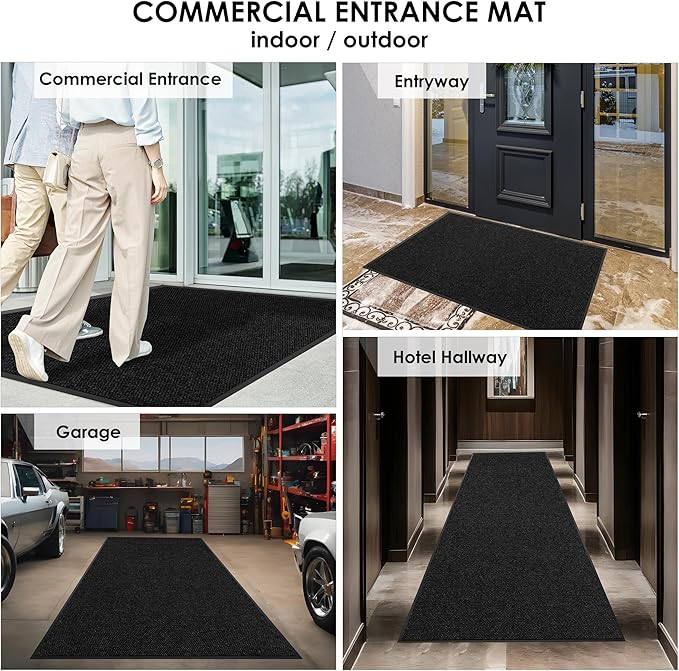 4′ x 19′ Front Door Mat Indoor Outdoor Entrance, Commercial Floor Mat Heavy Duty Dirt Trapper Entryway Doormat, Custom Size Non Slip Rubber Backing Welcome mat, Door Mat for High Traffic Area