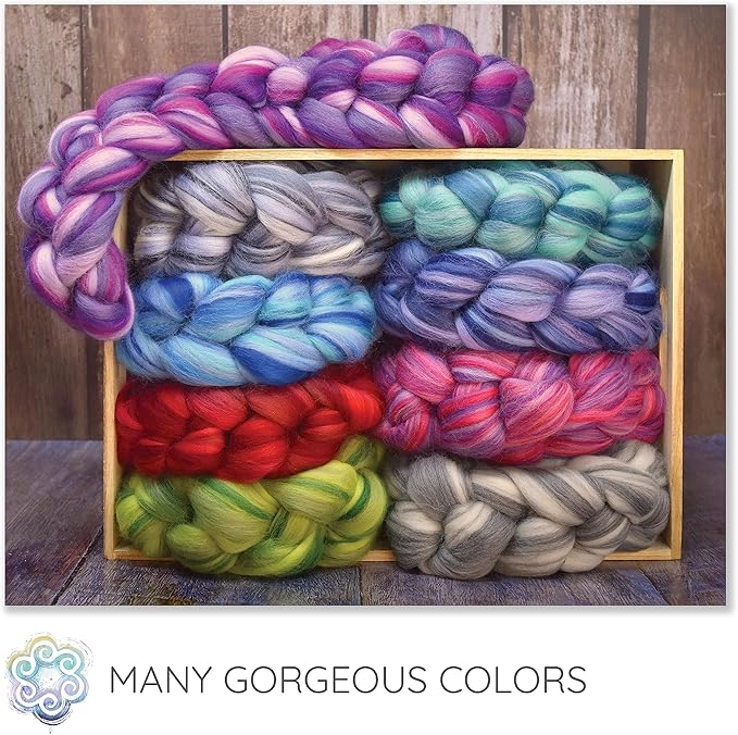 Festival Merino Wool Fiber. Colorful Combed top roving for Hand Spinning, Needle Felting, Wet Felting, soap Making and Dryer Balls. She Persisted