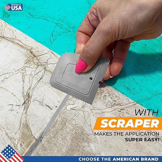 Pentausa Premixed Acrylic Sanded Tile Grout Repair Kit - Ready to Use Grout Renew Filler for Bathroom, Shower, & Kitchen Tile with Grout Removal Tool, Applicator & Sponge, (8.8 Oz - 250gr) (Grey)