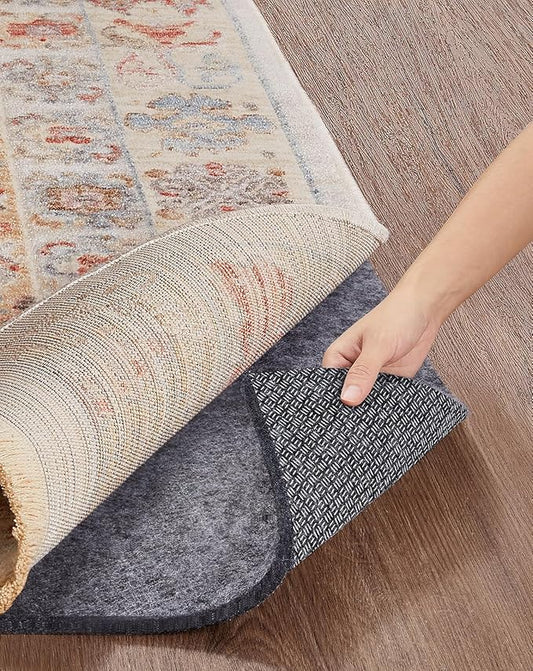 Veken Non Slip Cushioned Rug Pad Gripper, Felt and Silicone Backing, Carpet Liner for Hardwood Floors and Finishes, Under Area Rugs Anti Skid Mat, Keep Rugs Safe and in Place, 2 x 3 Ft 1/8 inch Thick