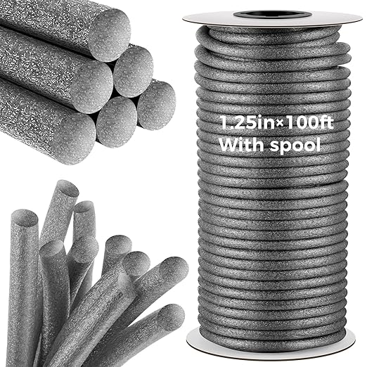 1.25 Inch x 100 ft Foam Backer Rod for Gaps Joints Concrete Crack Filler Caulk Saver Bulk Foam Backing Rod Concrete Filler Rope for Weather Stripping Door Seal(Gray)