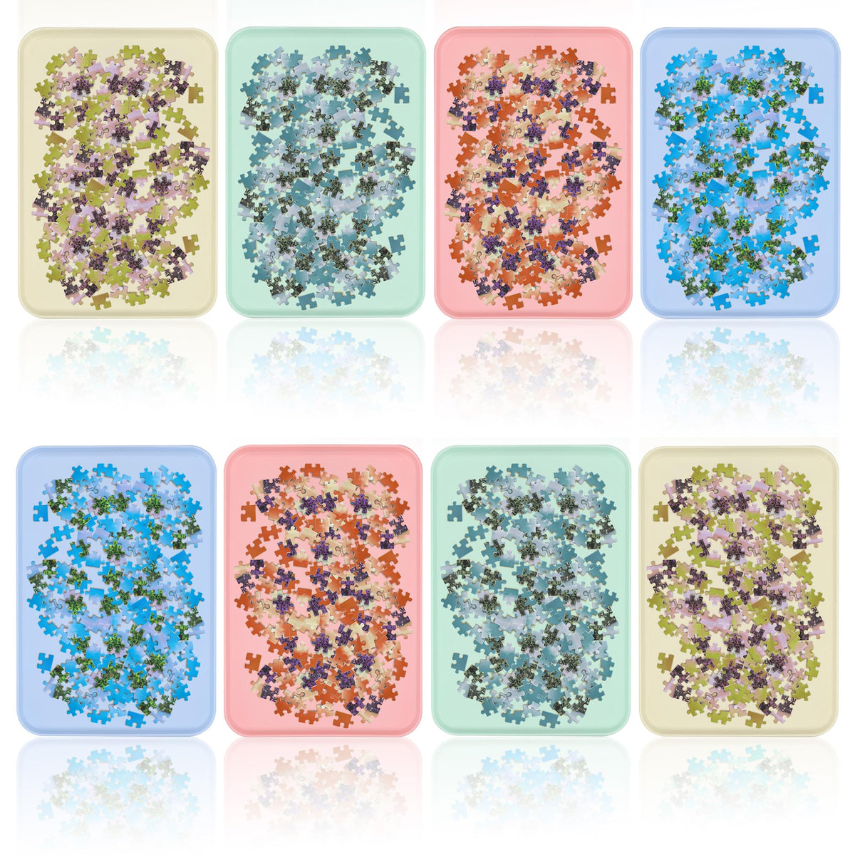 8 Pcs Large Puzzle Sorting Trays Stackable, 15 x 10 Inch - Image 1
