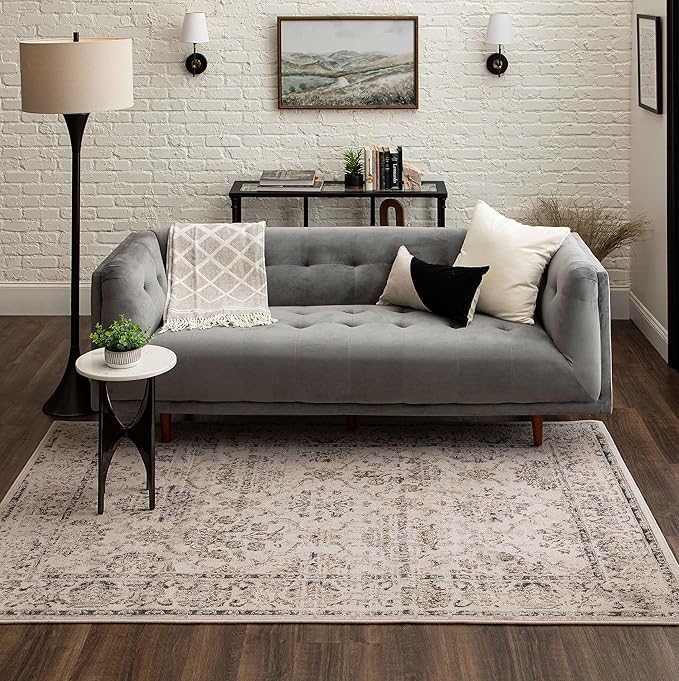 Mohawk Home Kinston Traditional Ornamental Beige 3' x 5' Area Rug Perfect for Kitchen, Living Room, Dining Room