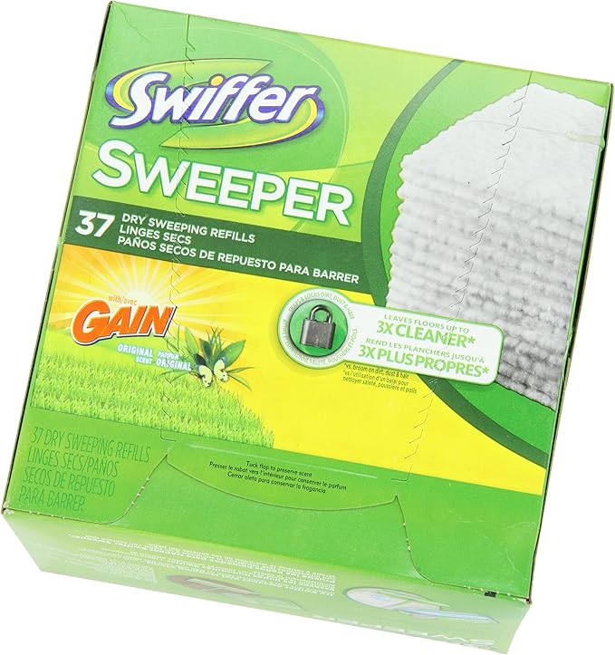 Swiffer Sweeper Dry Sweeping Pad Refills for Floor mop Gain Scent, 37 Count
