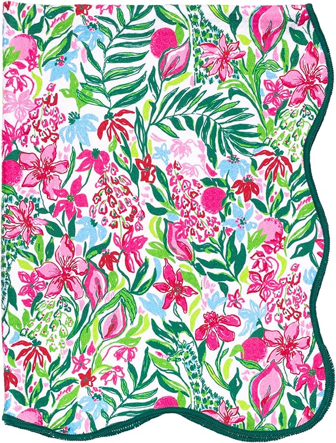 Lilly Pulitzer Microfiber Tea Towel Set of 2, Decorative Cloth with Hanging Loop and Scalloped Edge (Feeling Poppy/Glowing Gardens)