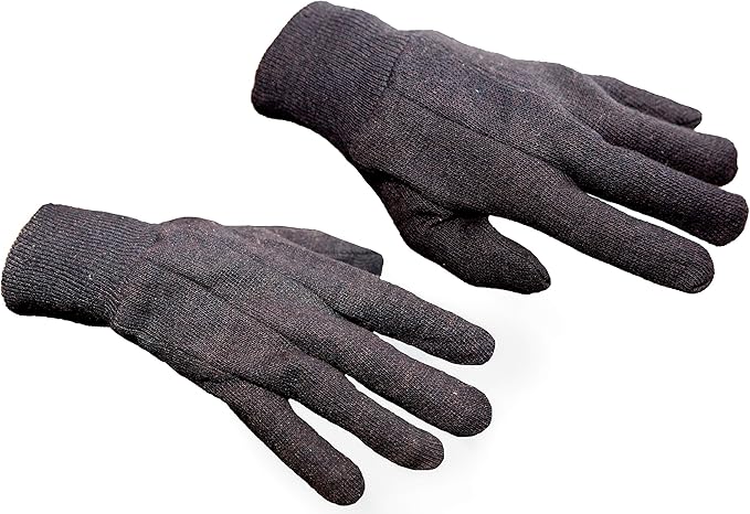 Heavy Weight 9OZ. Cotton Brown Jersey Work Gloves, Knit Wrist, Sold by Dozen (12-Pairs) - X-Large