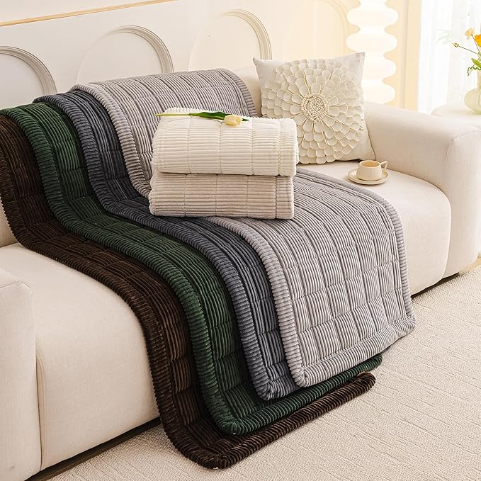 MEETSKY Couch Cover for 2 Cushion Couch Sofa, Non-Slip Couch Cover for Dog Washable Sofa Protector Pet Friendly Dog Mats for Couches Soft Furniture Covers, 27.6" x 70.9", Oatmeal