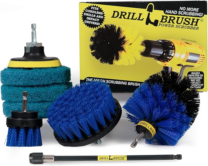 Drillbrush Cleaning Tools - Cordless Drill Accessories - Drill Brush Scrubber Attachments - Pool Cleaner - Home Cleaning Brushes - Kitchen Scrub Brush - Kitchen Cleaner Pads - Stove Brush - Counters