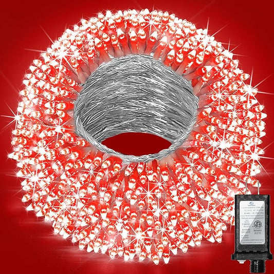 240ft Outdoor Christmas Lights, 750 LED Super Long String Lights 12 Modes & Timer Memory, Dimmable Outsite Waterproof Light Strings for Xmas Tree Garden Wedding Party Holiday Decorations Red