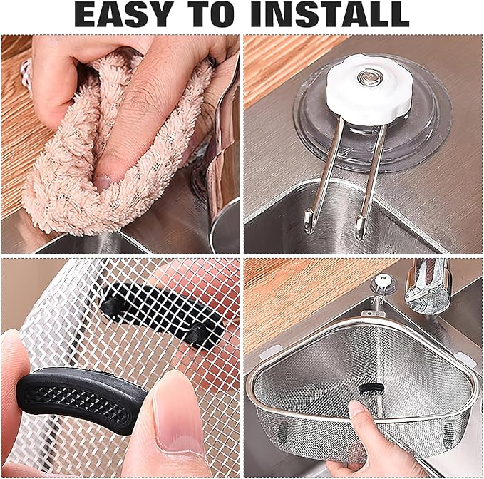 Mesh Strainer Sink Strainer Basket Mesh Basket Stainless Steel Triangle Sink Drainer Kitchen Triangular Corner Colander Metal Shelving