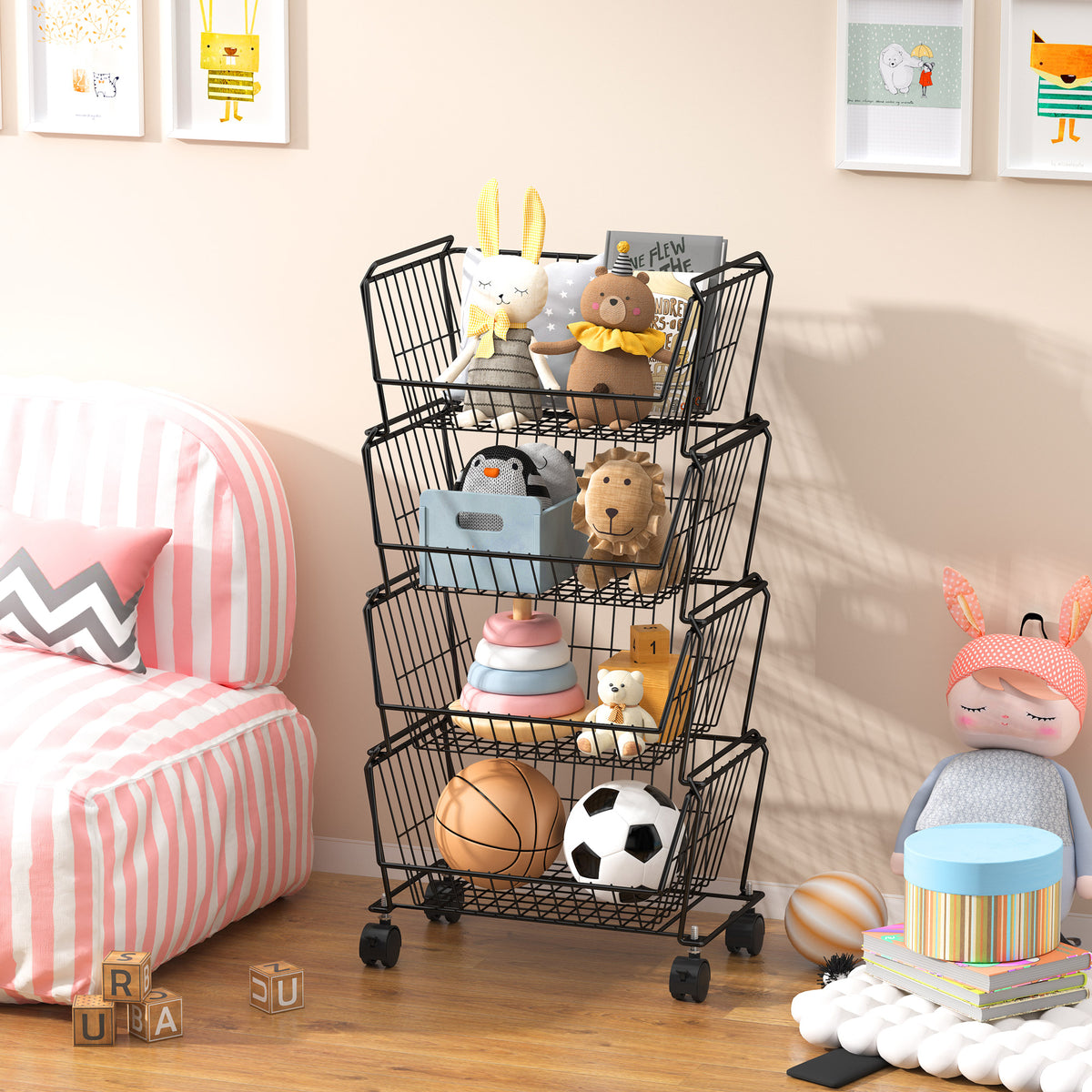 PUSDON 4-Tier Spacious Stackable Wire Storage Baskets - Image 8