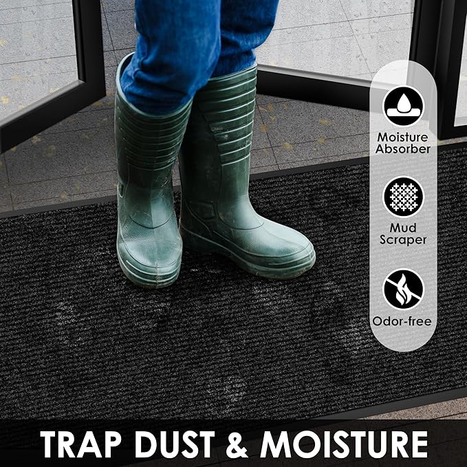2′ x 58′ Front Door Mat Indoor Outdoor Entrance, Commercial Floor Mat Heavy Duty Dirt Trapper Entryway Doormat, Custom Size Non Slip Rubber Backing Welcome mat, Door Mat for High Traffic Area