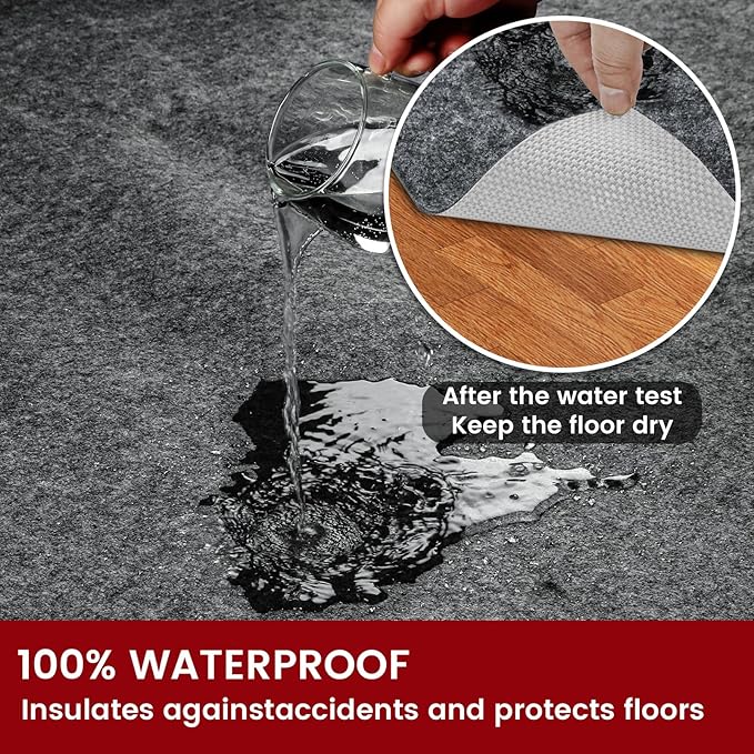 Waterproof Rug Pad, 10x14 ft Area Rug Non-Slip Carpet Pad, 1/4" Thick Non-Slip Rug Pads for All Floors and Finishes, Felt Pad for Hardwood Floors, Keeps Carpets in Place Soft and Safe