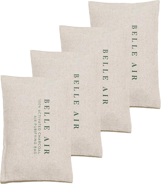Belle Air 100% Activated Charcoal Air Purifying Bags Odor Absorber | 6x More Effective Than Bamboo Charcoal | Safely Removes Odors, Toxins, and Excess Moisture for Homes, Cars, Fridges, etc.