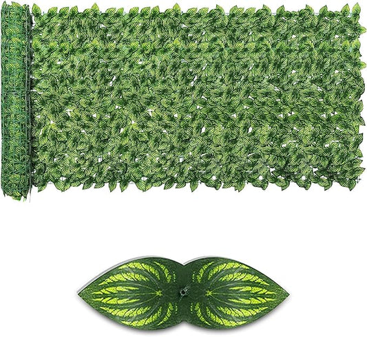 Artificial Ivy Privacy Fence Screen,59" X 118" UV-Anti Fake Leaves Plant Vine,Privacy Hedges Wall for Indoor Outdoor Garden Backyard Decor,Color Watermelon Leaves