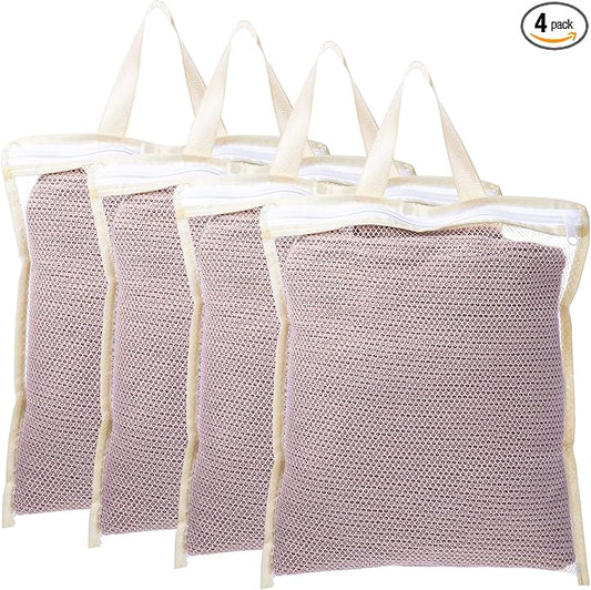 4Pcs Small Mesh Laundry Bags for Delicates Hanging Mini 12 x 10 Inches Durable Lingerie Bags for Washing Machine Wash Laundry Net Bag for Lingerie Underwear Socks Baby Clothes Travel 32x27cm