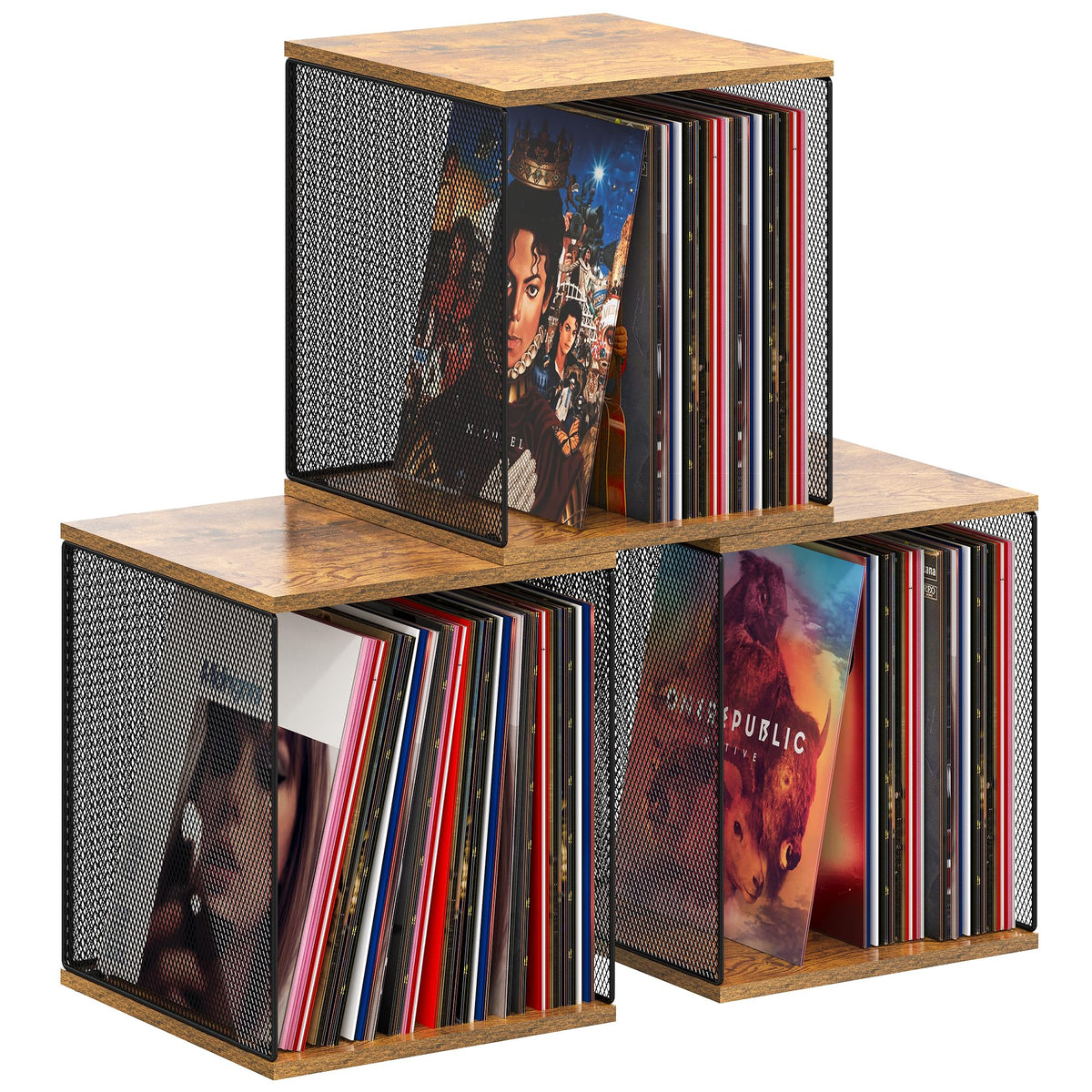 Dmevkic 3 Cube Vinyl Record Storage - Image 1