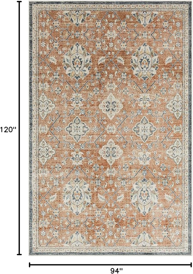 Mohawk Home Garrett Floral Ornamental Pumpkin Orange 7' 10" x 10' Area Rug Perfect for Living Room, Dining Room, Office