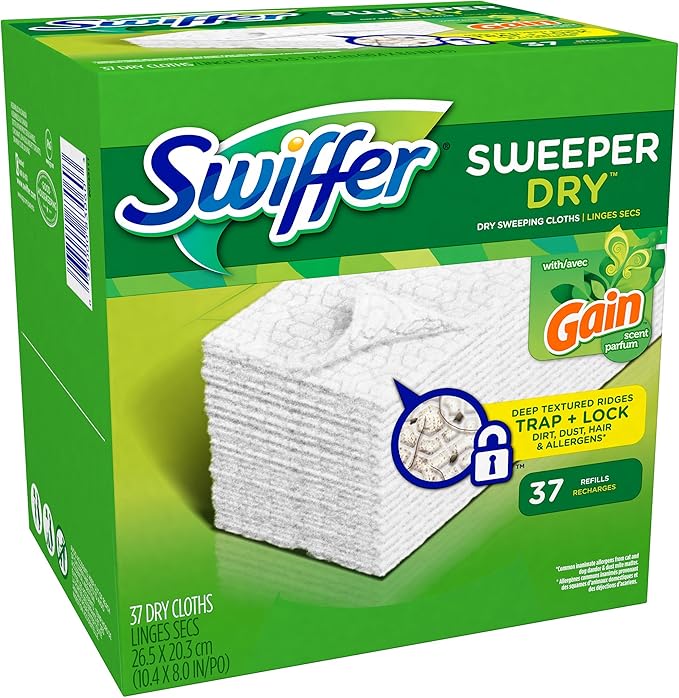 Swiffer Sweeper Dry Sweeping Pad Refills for Floor mop Gain Scent, 37 Count