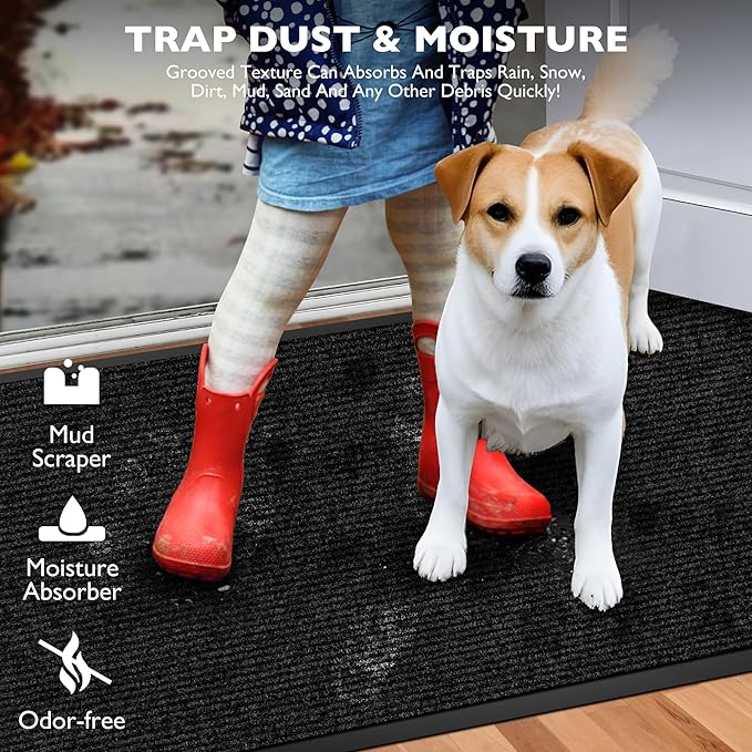 Custom Size Extra Large Front Door Mat, 4FT x 29FT Indoor Outdoor Entrance Commercial Floor Mat, Heavy Duty Dirt Trapper Doormat for Entryway Welcome Mat, Low Profile, Non-Slip, Waterproof