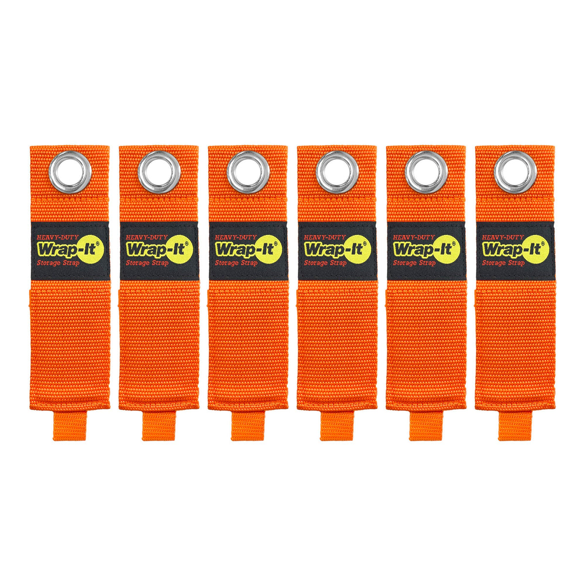 Heavy-Duty Wrap-It Storage Straps - 13-inch (6-Pack) Blaze Orange - Image 1
