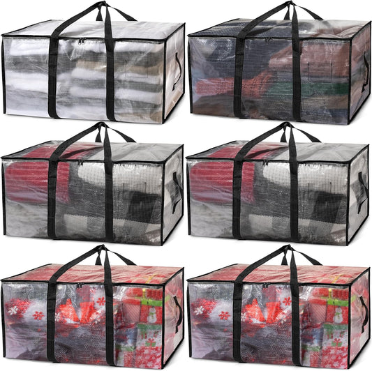 ClearSpace 6-Pack Oversized Storage Bags – Heavy-Duty Moving & Organization Bags with Backpack Straps, Zippers & Handles | Nestify