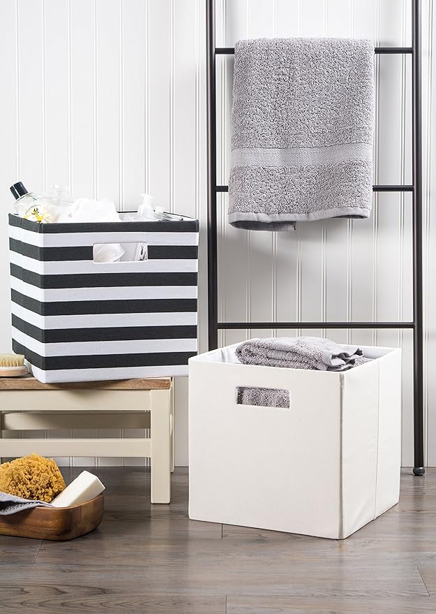 DII Polyester Cube Storage Collection Hard Sided Collapsible, 11x11x11", Black