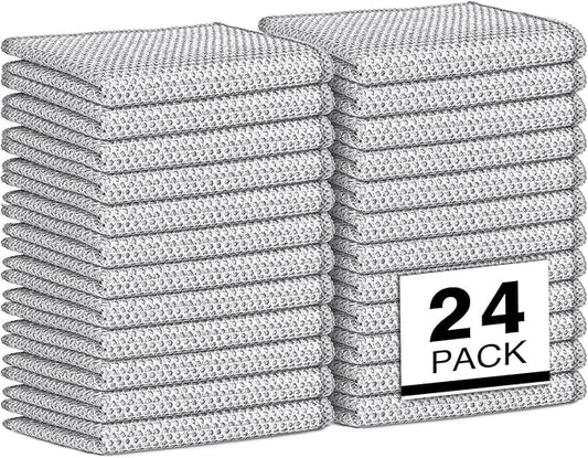 AIDEA Non Scratch Wire Dishcloth 24PK, Wire Dishwashing Rag for Wet and Dry, Dish Cloths for Washing Dishes, Cleaning Pads Steel Scrubber for Cookware, Sinks, Dishes, Stove Tops, 7"×8"