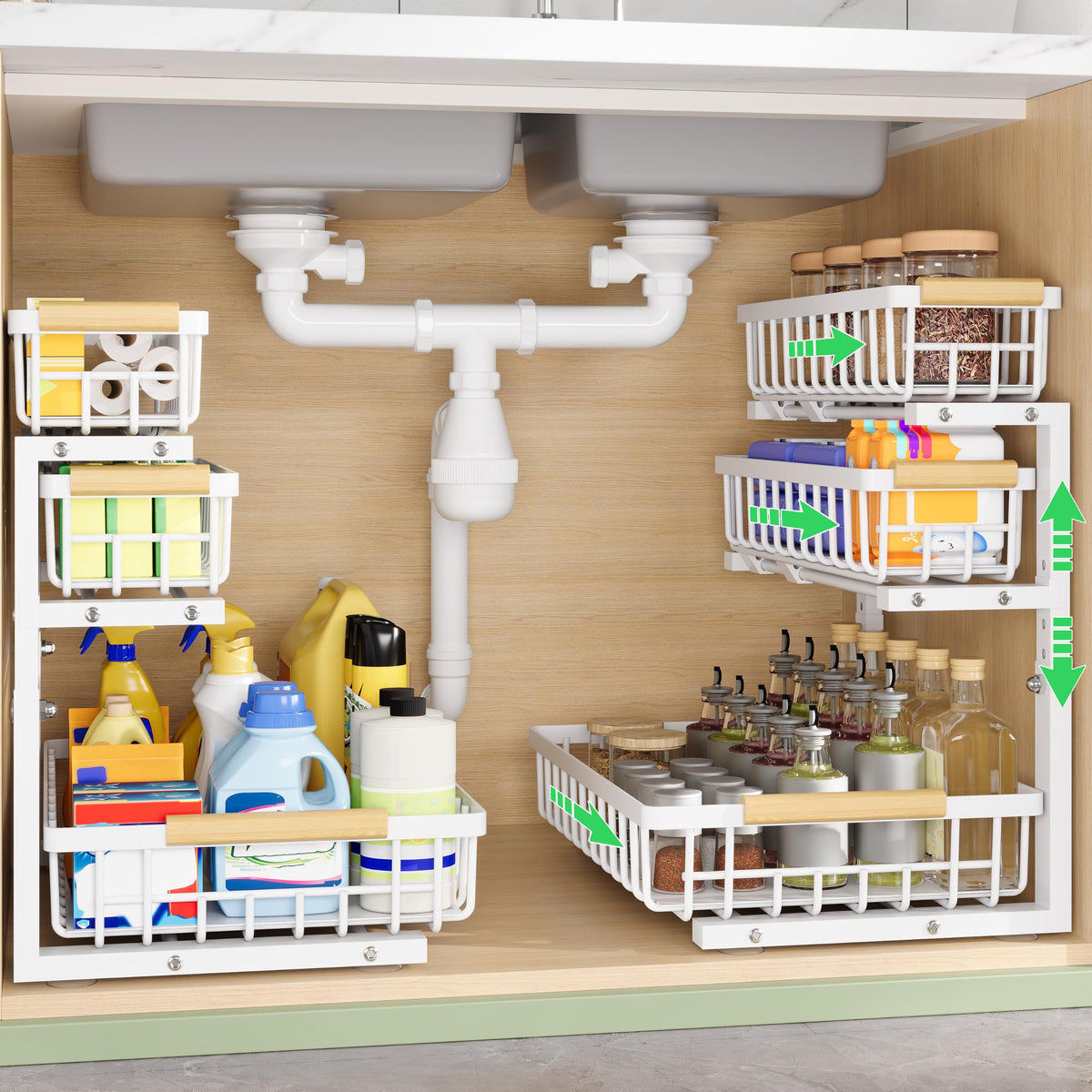 3 Tier Under Sink Organizer: Pull Out Cabinet Storage - Image 1