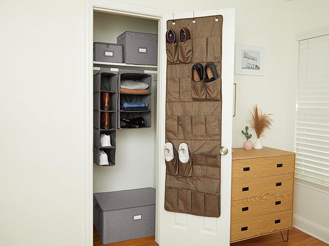 Covermates Keepsakes Hanging Shoe Organizer - Heavy Duty Material, Sturdy Interior Shelves - Closet Storage, Grey Heather