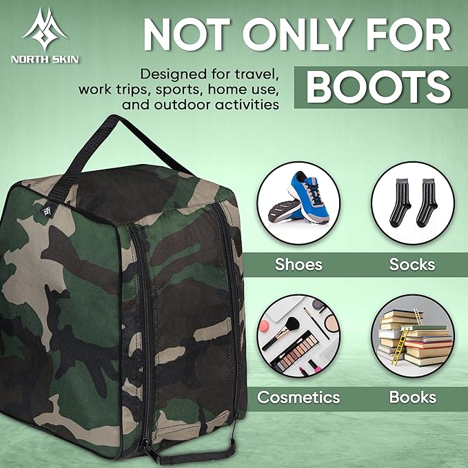 Shoe Bag Waterproof Sports Golf Boot Bag | Odor-Resistant Gym Kit Organiser Storage | Hiking Travel Dust-Proof Storage Bag for Wellington, Cowboy, Football, Rugby, Cricket Shoe (Green Camo)
