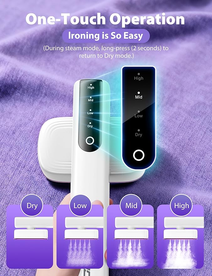 Travel Steamer for Clothes,15s Fast Heat-up Portable Iron,35mins Runtime & 180ml Large Tank,25g/min Steam,Ceramic Panel,1.8m power cord,Wrinkle Remover for Travel, Home, Office(White)