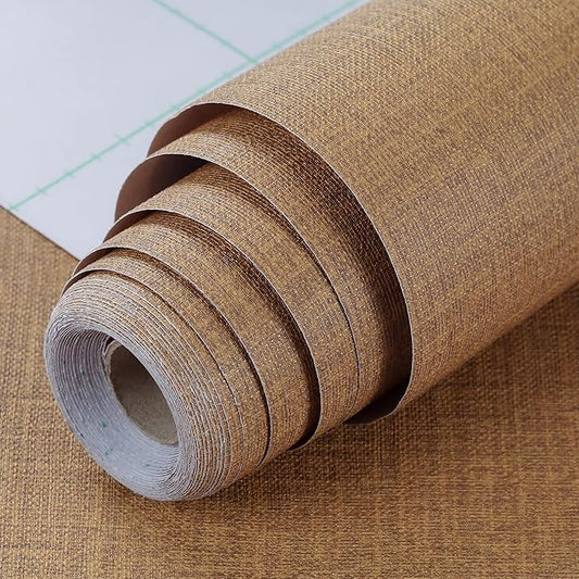 Peel and Stick Wallpaper Orange Grass Cloth Wall Paper - 15.7 x 98 Inch Self Adhesive Wallpaper Peel and Stick, Easy to Paste Wall Contact Paper for Stand Liner, Table and Door Makeover Decor
