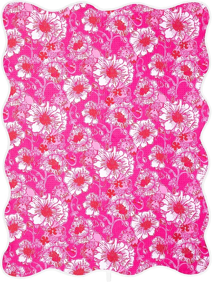 Lilly Pulitzer Microfiber Tea Towel Set of 2, Decorative Cloth with Hanging Loop and Scalloped Edge (Feeling Poppy/Glowing Gardens)