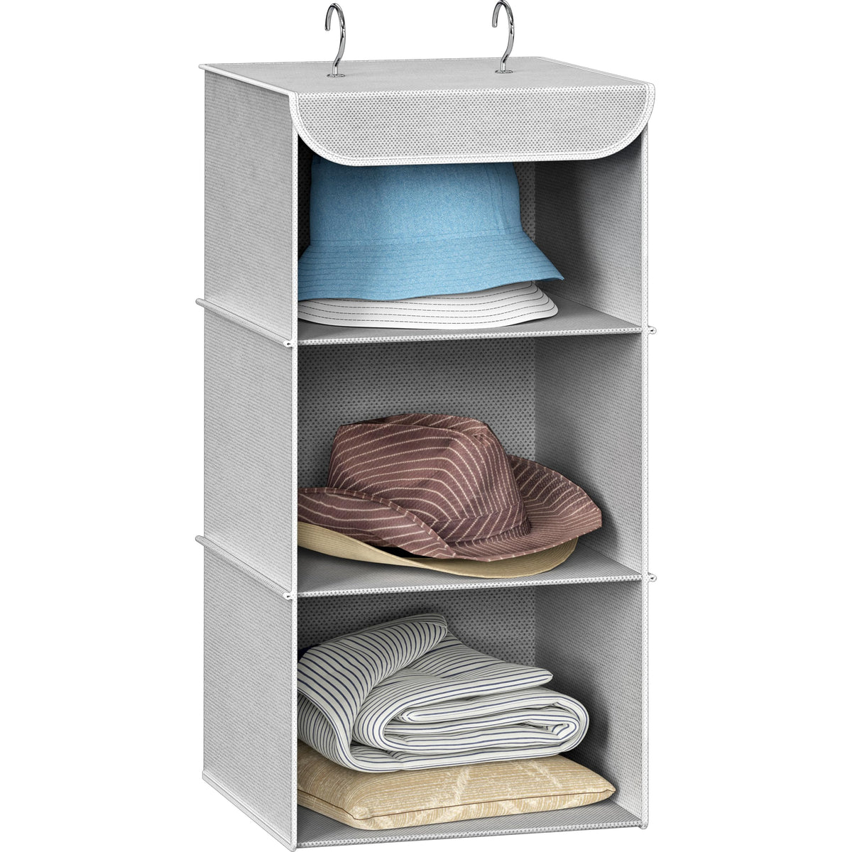Simple Houseware 3 Shelf Hanging Closet Organizer, Gray - Image 1