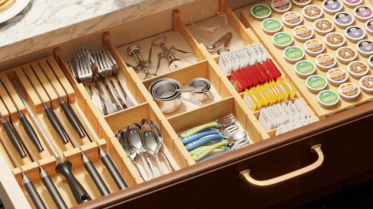 SpaceAid Bamboo Drawer Dividers with Inserts and Labels, Kitchen - Image 8