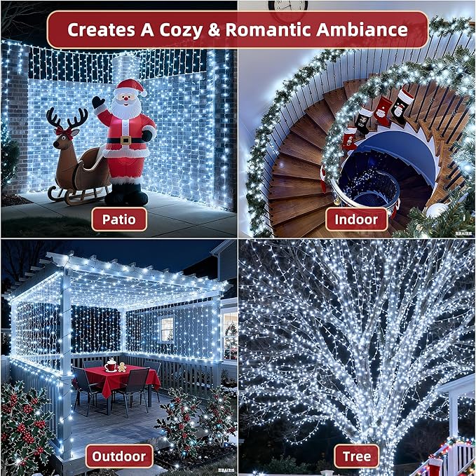 470ft Outdoor Christmas Lights, 1500 LED Super Long String Lights 12 Modes & Timer Memory, Dimmable Outsite Waterproof Light Strings for Xmas Tree Garden Wedding Party Holiday Decorations Cool White
