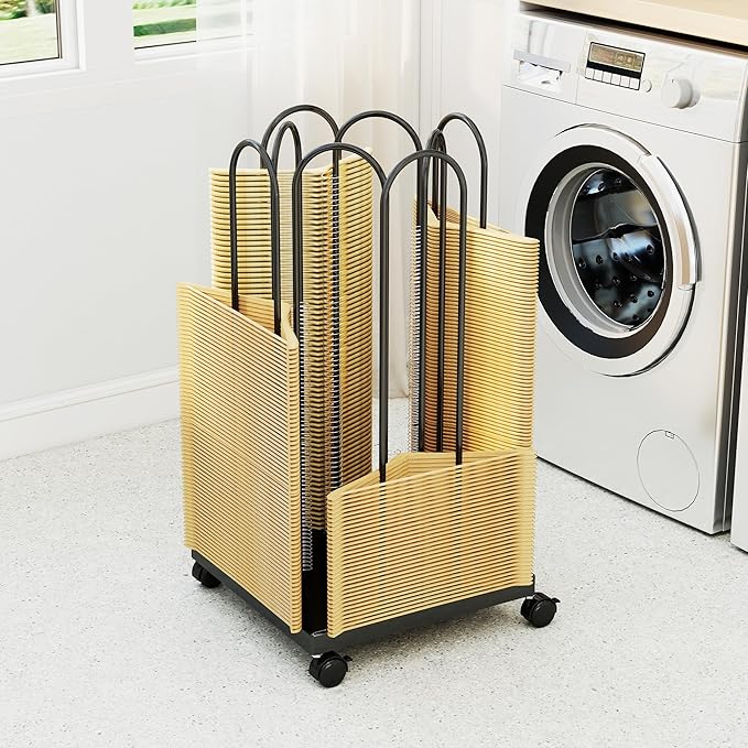 AIWFL 4 Side Storage Hanger Stacker Cart, Hanger Organizer Stacker with 4 Wheels, Clothes Hangers Storage Rack, 4 in 1 Rack Stand for Laundry Room, Shopping Mall, Specialty Store