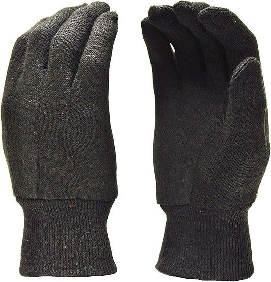Heavy Weight 9OZ. Cotton Brown Jersey Work Gloves, Knit Wrist, Sold by Dozen (12-Pairs) - X-Large
