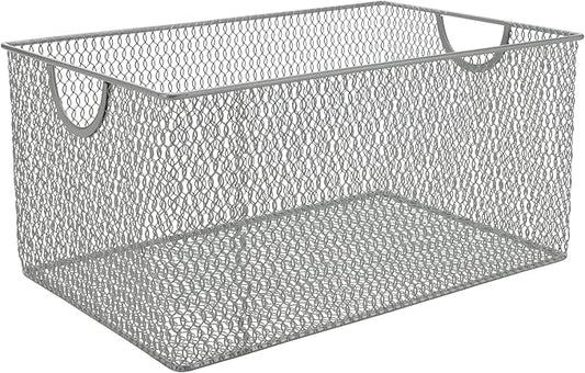 YBM HOME Kitchen Pantry Organizer Wire Basket for Shelves, Cabinets, Pantry, Countertop, Mesh Open Storage Bin Metal Basket for Organizing Food Supplies, 13.3x8.5x6.5