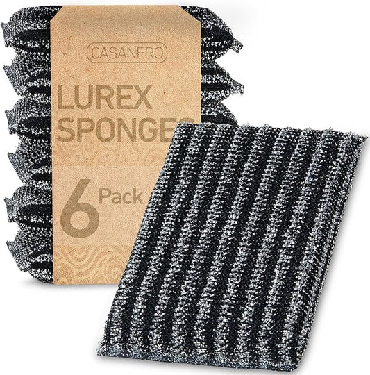 Casanero 6-Pack Kitchen Scrubbing Sponges, Durable Non Scratch Heavy Duty Multi-Surface Cleaning Sponges for Kitchen, Bathroom, Dishes, Non-Stick Cookware, Countertops, and Household Cleaning