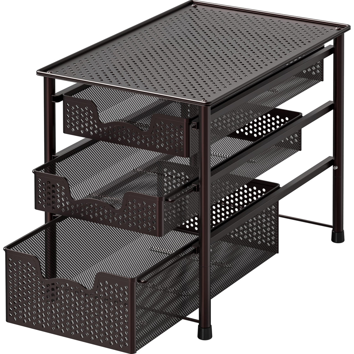 Simple Houseware Stackable 3 Tier Sliding Basket Organizer - Image 1