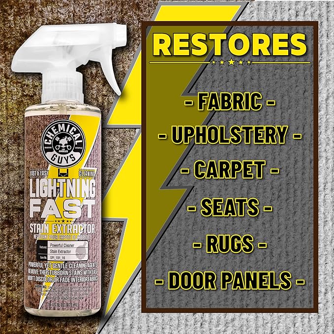 Chemical Guys SPI_191_16ID Interior Deep Cleaning Kit with Lightning Fast Carpet & Upholstery Extractor, Nonsense All Surface Cleaner, Induro 7 Heavy Duty Detailing Brush & 3 Pack Microfiber Towels