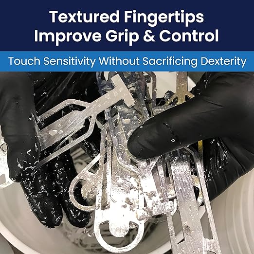 Adenna Dark Light Disposable Nitrile Gloves – 9 Mil, Heavy Duty Work Rubber Glove with Textured Grip, Non-Latex & Powder Free, Pack of 90, 2X-Large, Black