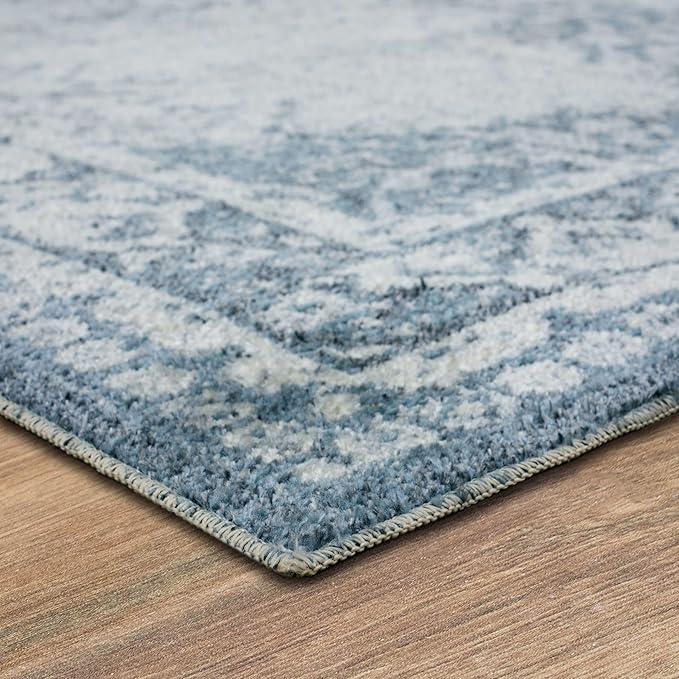 Mohawk Home Cassandra Abstract Ornamental Denim Blue 2' 11" x 5' Area Rug Perfect for Living Room, Dining Room, Office