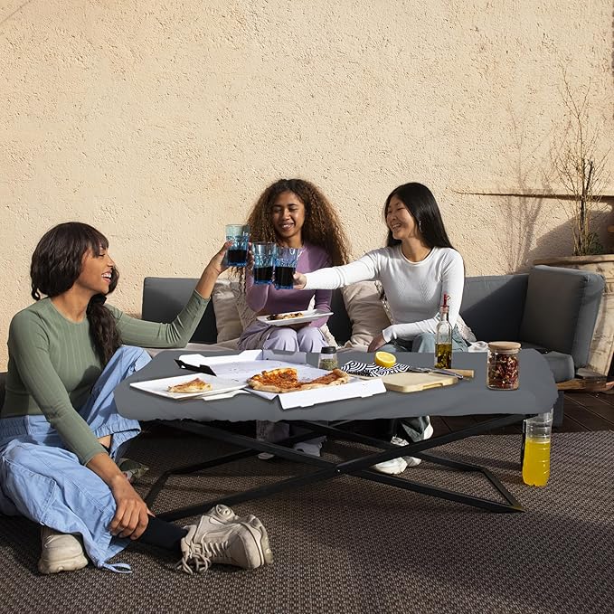 Covers & All Rectangle Table Top Cover, 12 Oz Waterproof UV & Weather Resistant Patio Table Cover, Outdoor Table Cover for Patio Furniture (100" L x 50" W x 5" H, Gray)